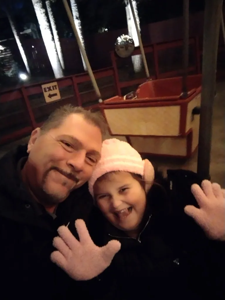 Me and my Grand Daughter playing at Winterfest at Carowinds!