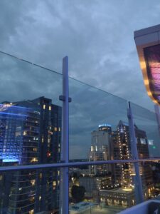 Watching the sun set in the Carolina sky from the rooftop bar at Kimpton Tryon Park