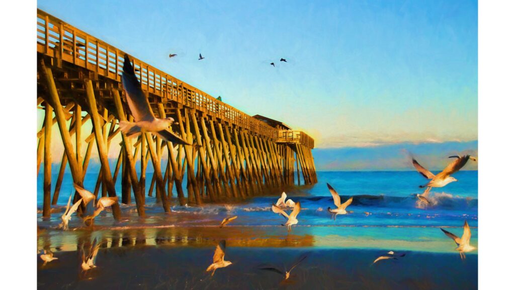 Sunset at the beautiful pier at Myrtle Beach State Park-Best Myrtle Beach Campgrounds