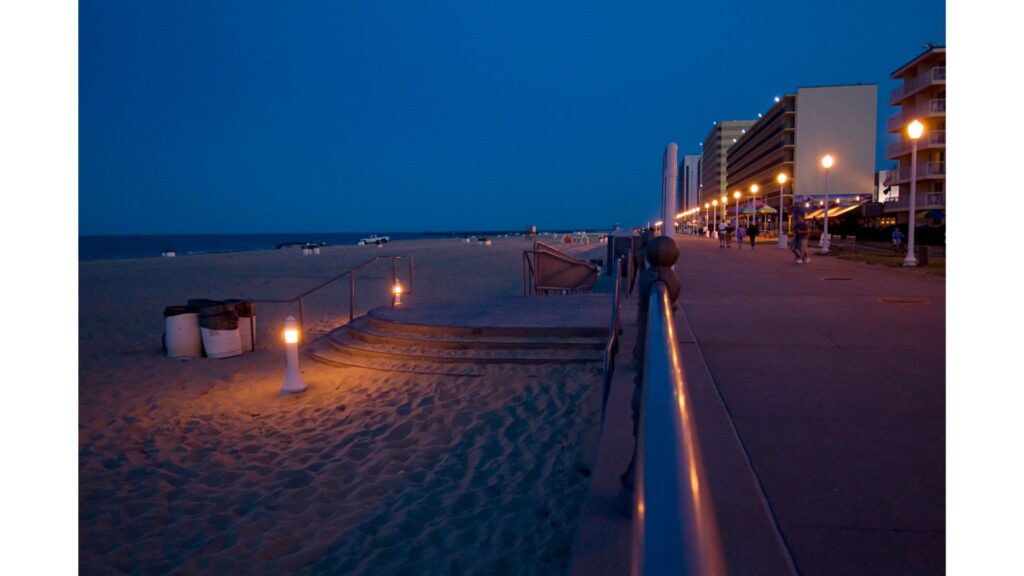 Walking around the Boardwalk at night is one of my favorite things to do in Virginia Beach!