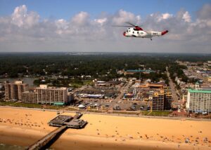 Aerial view of Beachfront hotels in Virginia beach