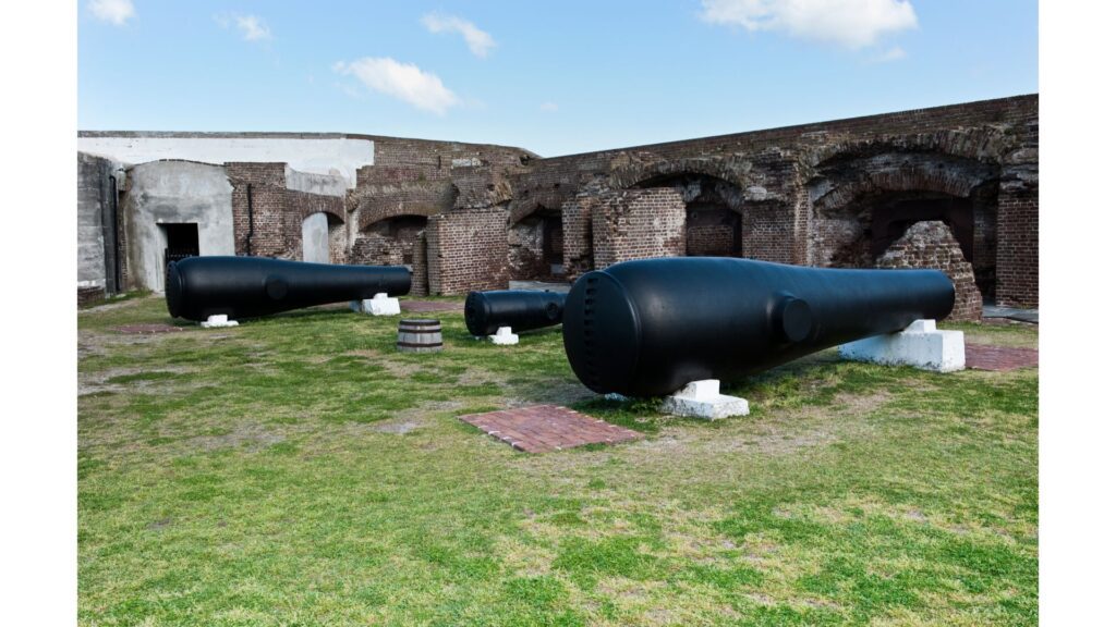 The massive cannons still stand at the ready at Fort Sumter-South carolina National Parks