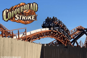 Standing in line to ride Copperhead Strike!-Carowinds Theme Park