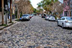 Stone paved streets-historical sites in Charleston South Carolina